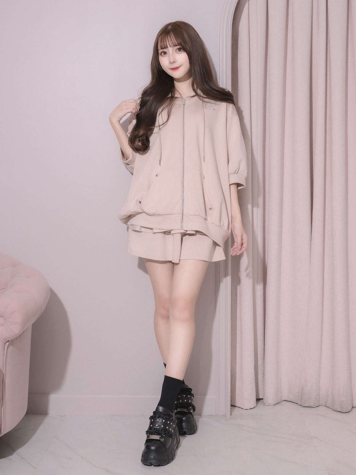 モデル身長:159cm/着用カラー:ピンク