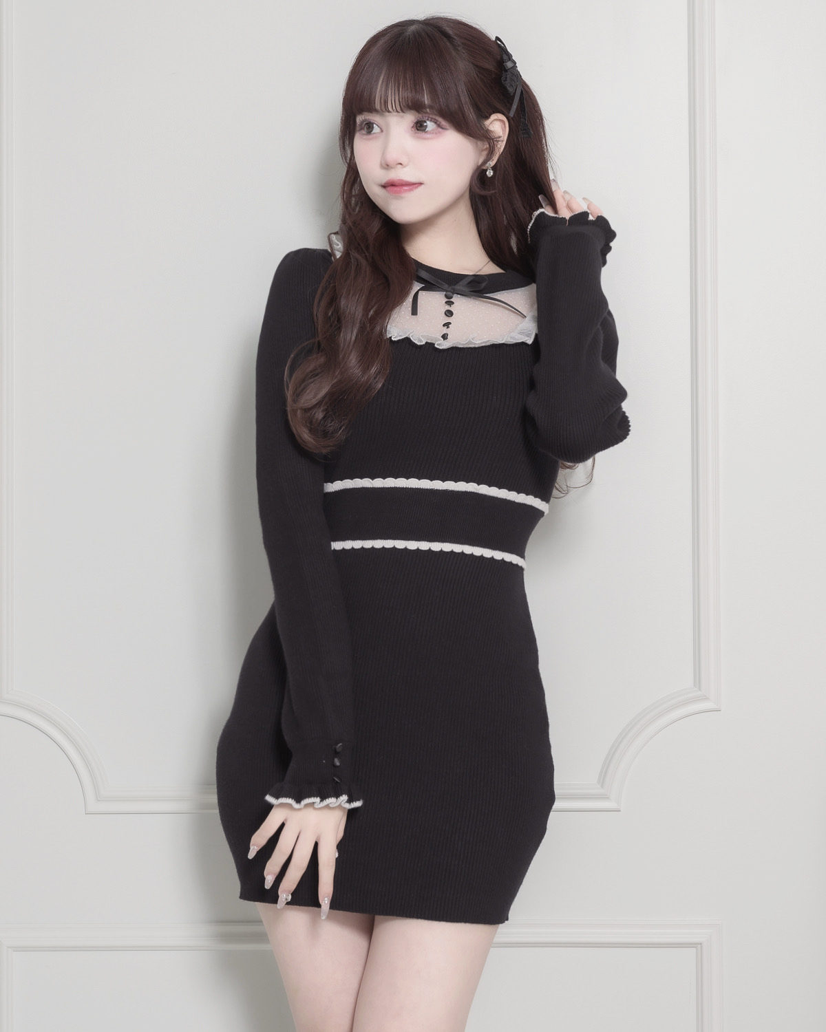 チュールフリルドーリーニットワンピース – pium チュールフリルドーリーニットワンピース – pium