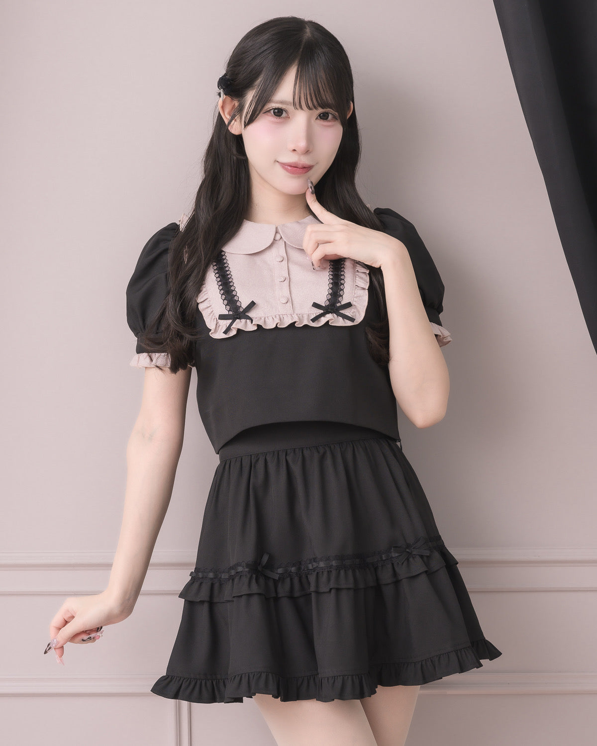 モデル身長：152cm/着用カラー:ブラック