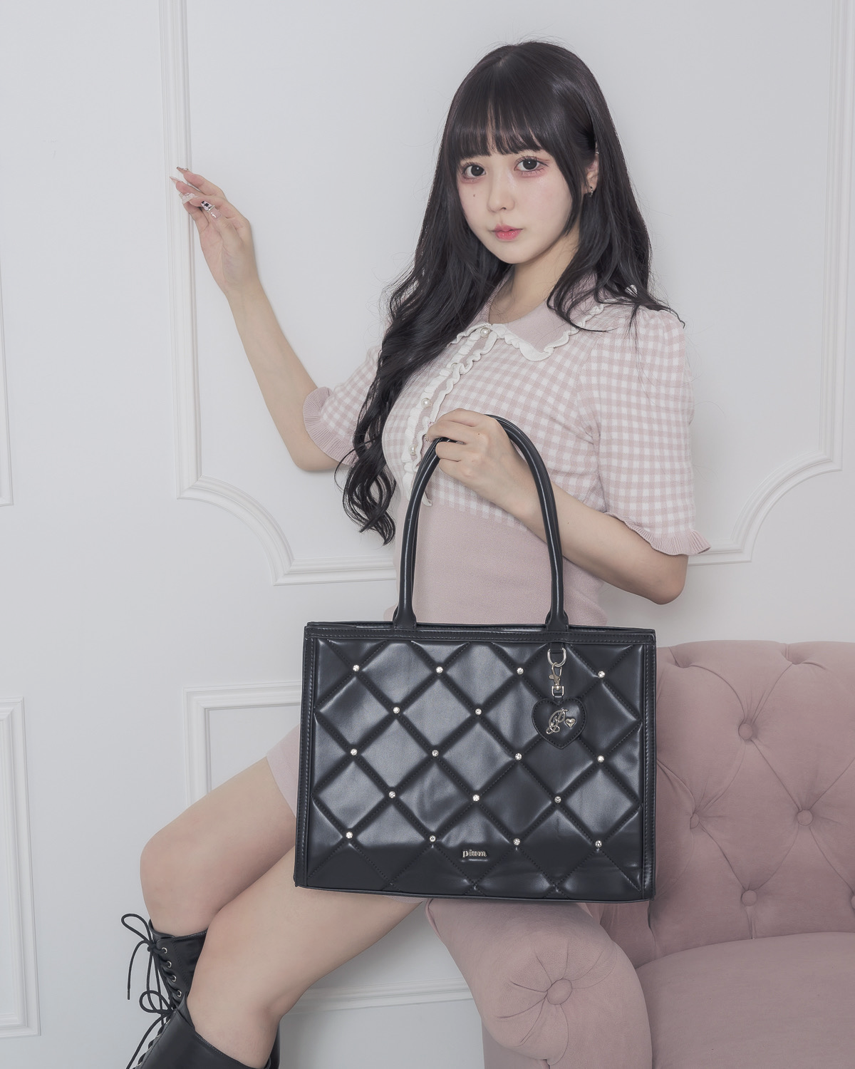 ビジューキルティングトートバッグ