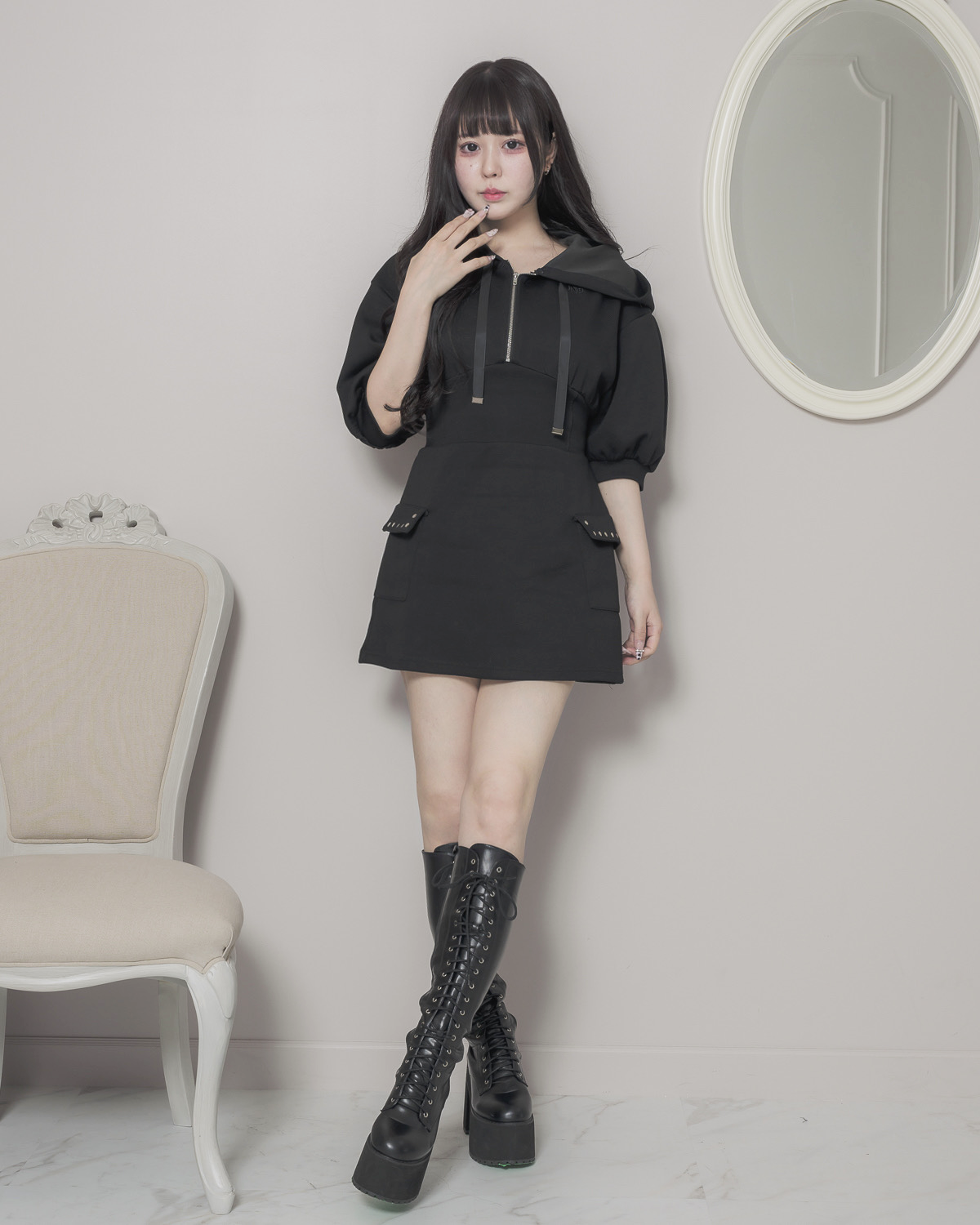 モデル身長:157cm/着用カラー:ブラック