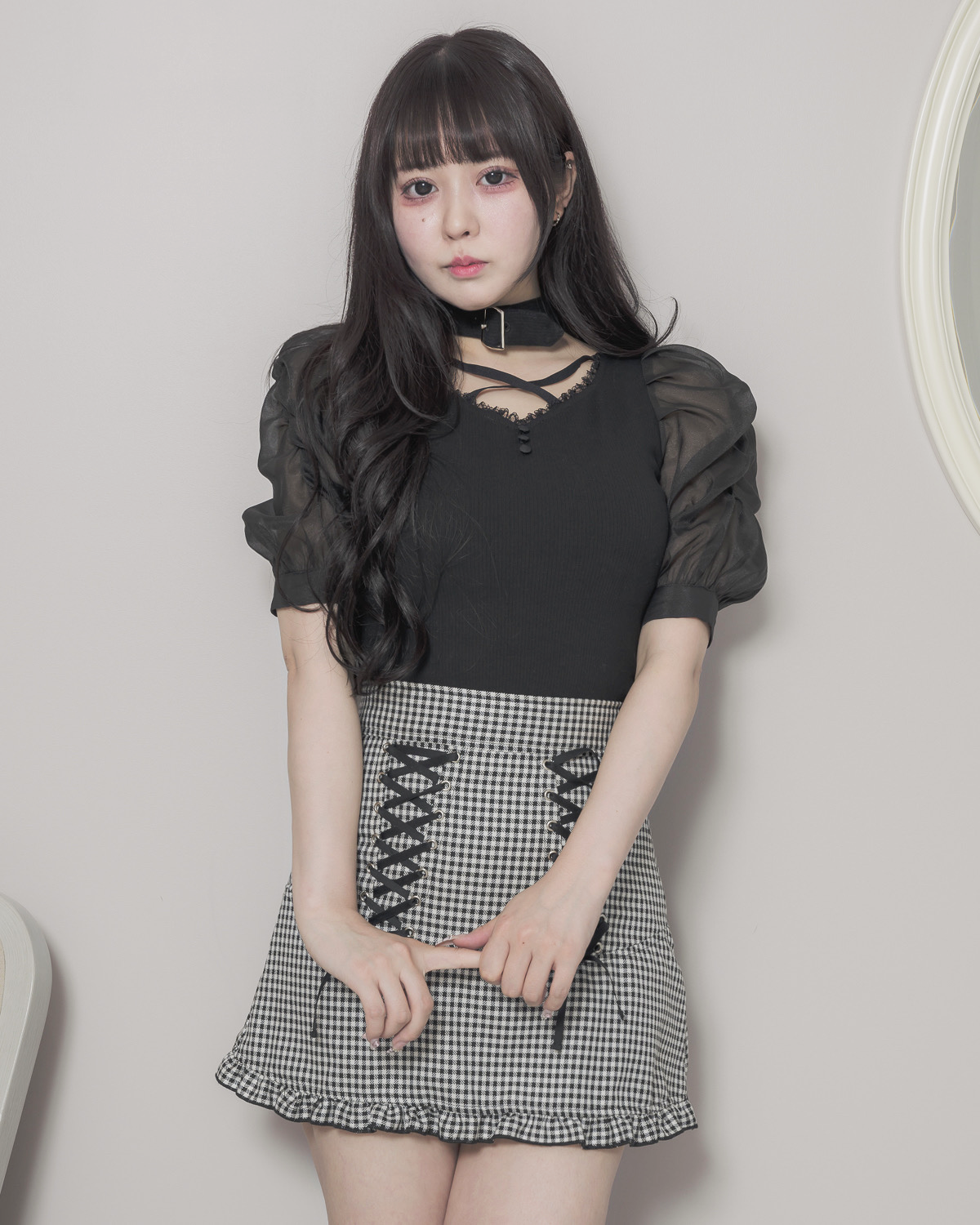 モデル身長:157cm / 着用カラー:ブラック