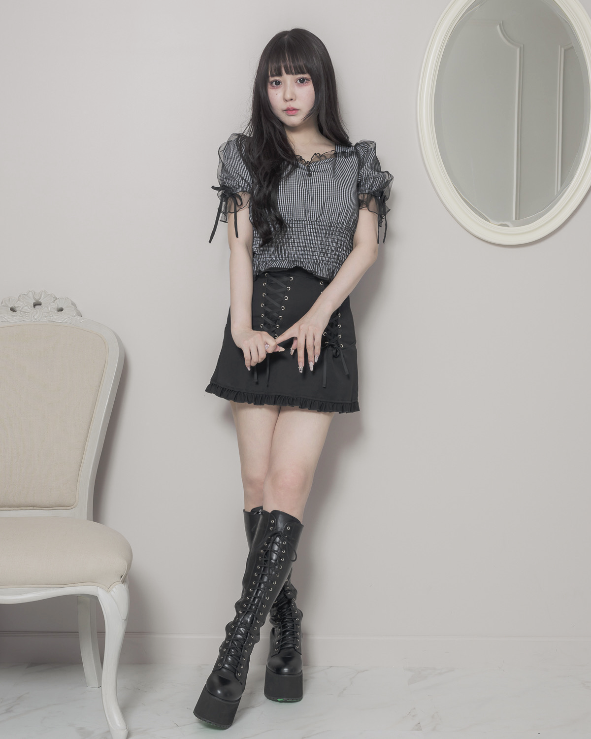 モデル身長:157cm/着用カラー:ブラック