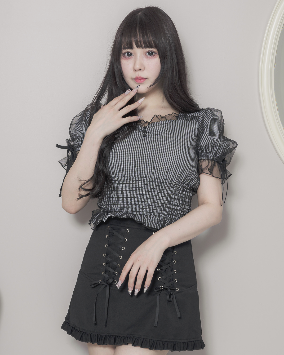 モデル身長:157cm / 着用カラー:ブラック