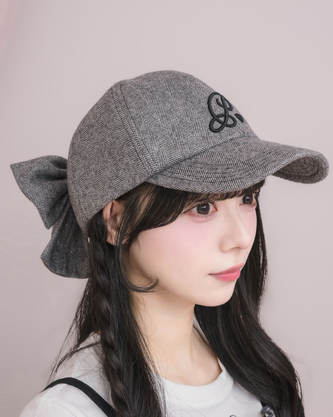 コード刺繍バックリボンキャップ