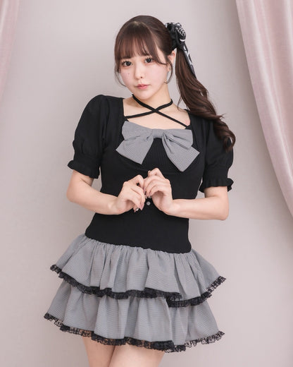 モデル身長：157cm/着用カラー：ブラック×ミックス