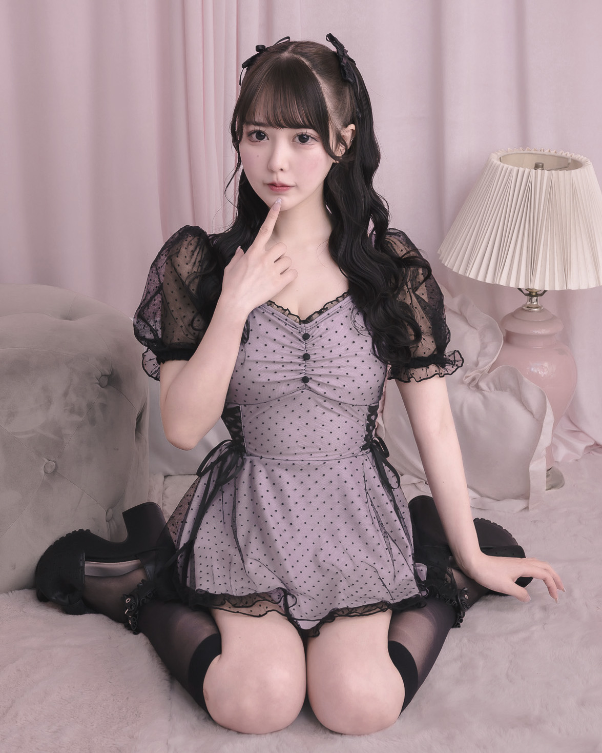 モデル身長:157cm/着用カラー:ピンク×ブラック