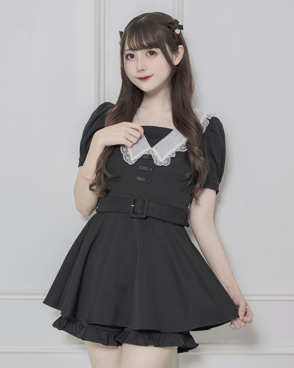 モデル身長:159cm/着用カラー:ブラック