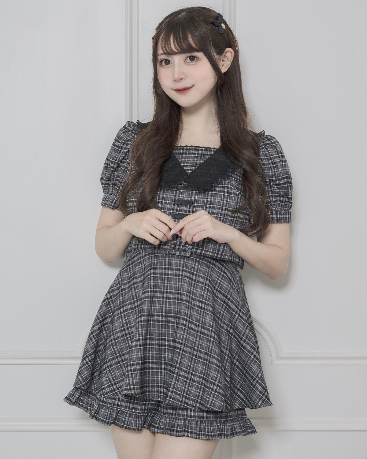 モデル身長:159cm/着用カラー:グレーチェック