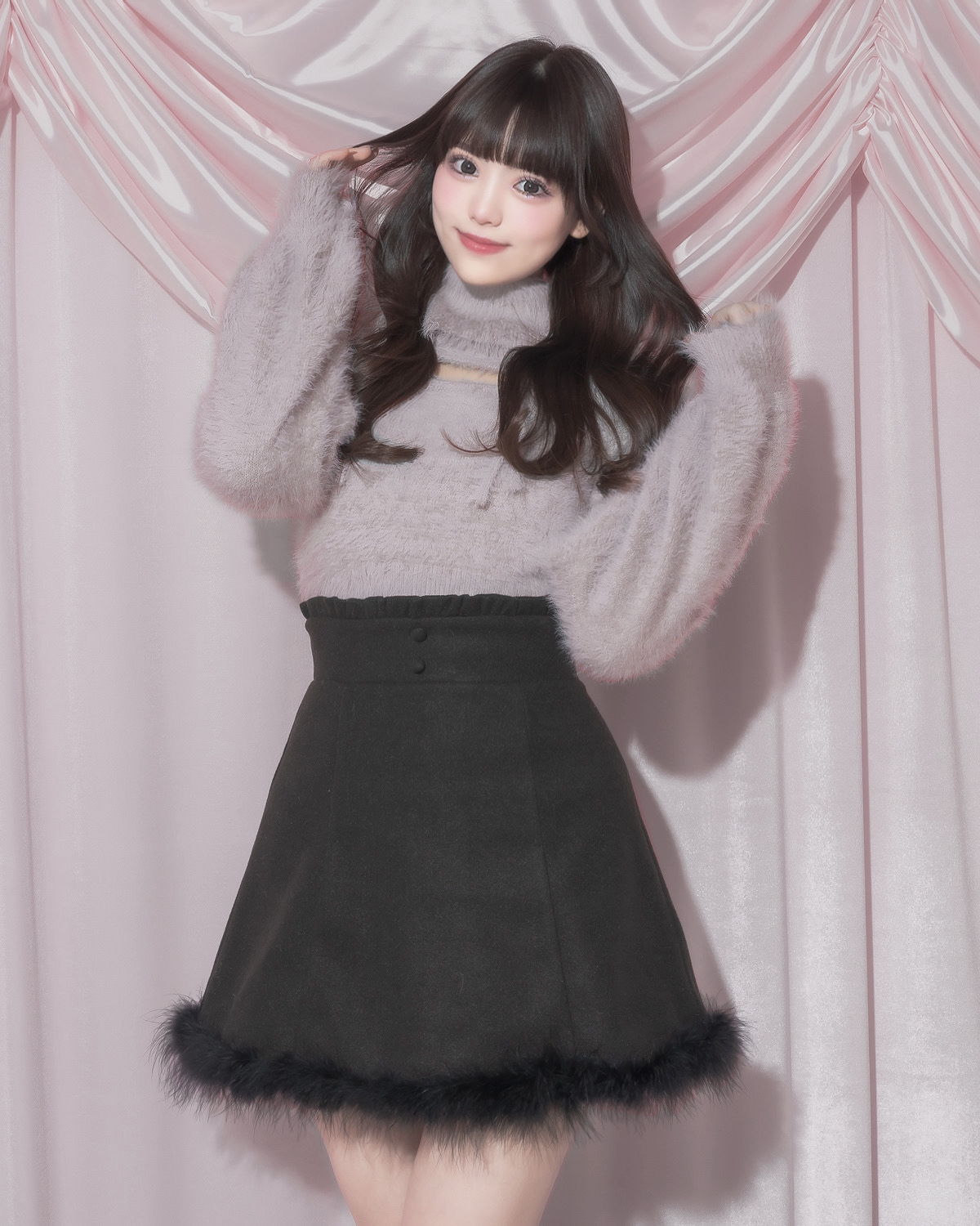 モデル身長:163cm/着用カラー:くすみピンク