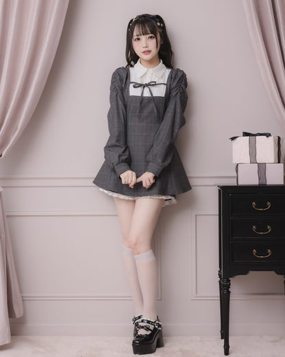 モデル身長：158cm/着用カラー:グレーチェック