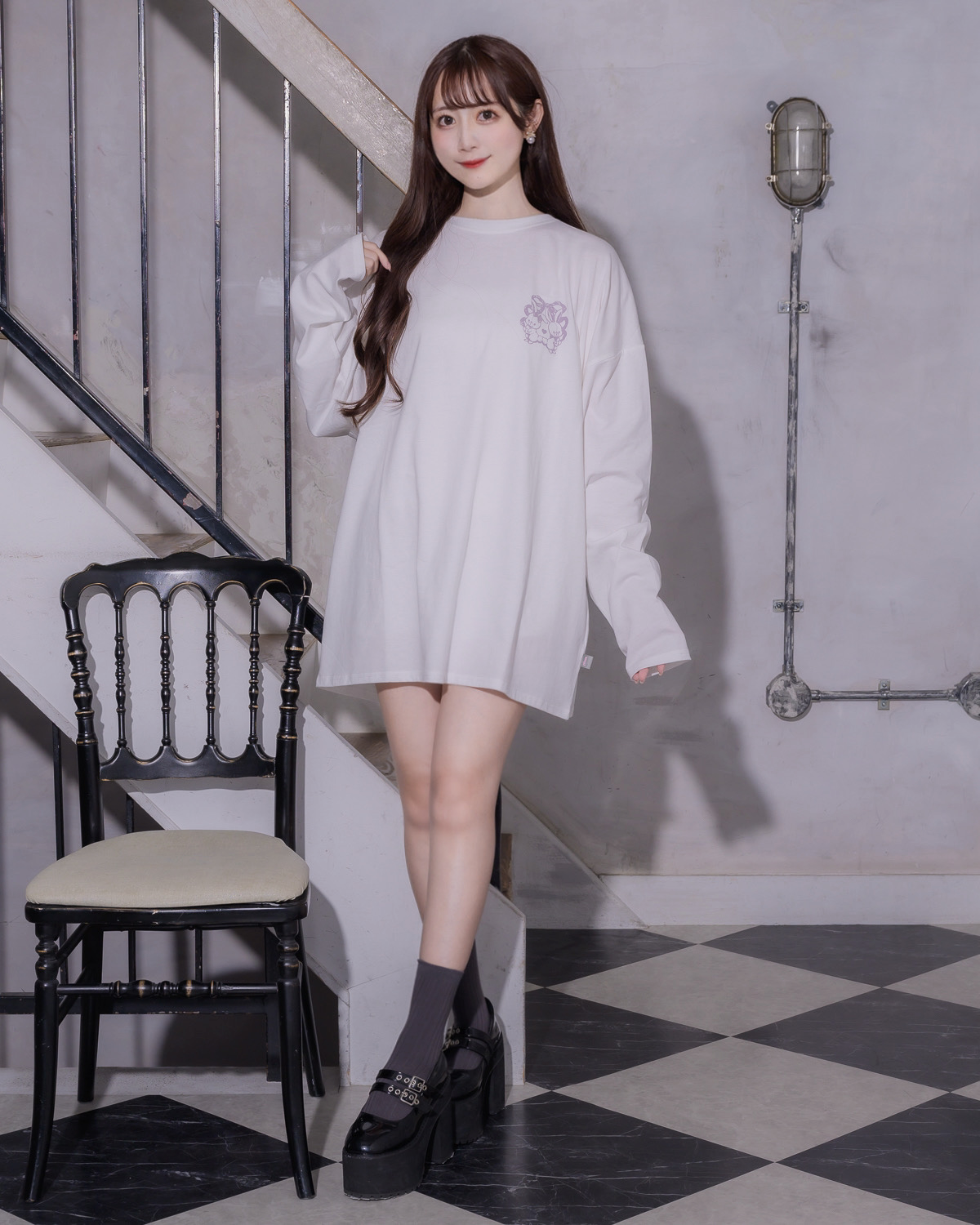 モデル身長:159cm/着用カラー:ホワイト