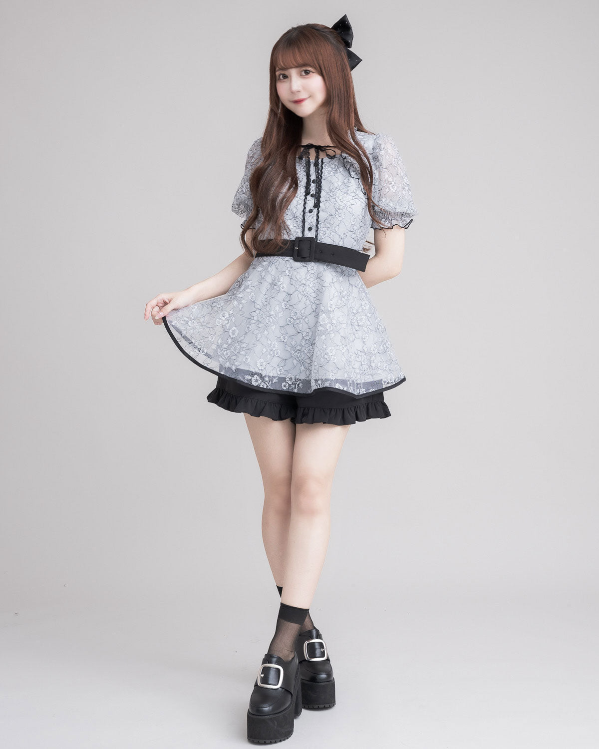 モデル身長:159cm/着用カラー:ブルーグレー