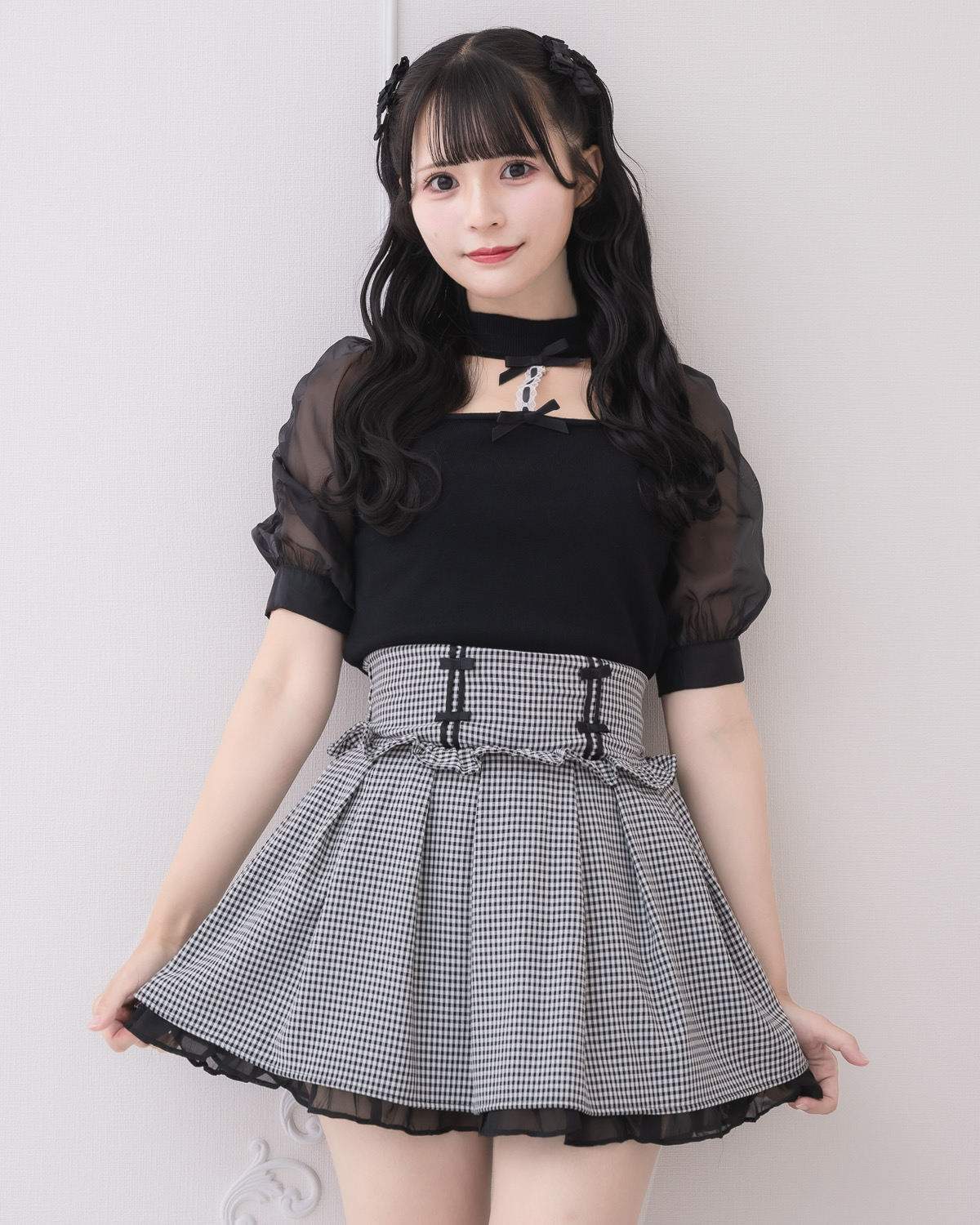 モデル身長:162cm/着用カラー:ブラック