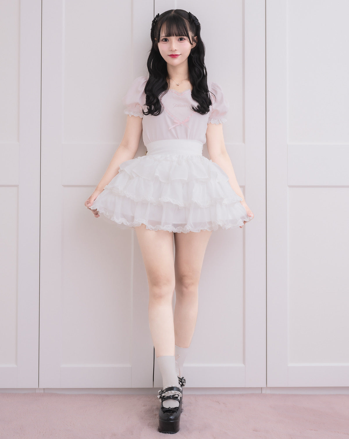 モデル身長:162cm/着用カラー:ホワイト