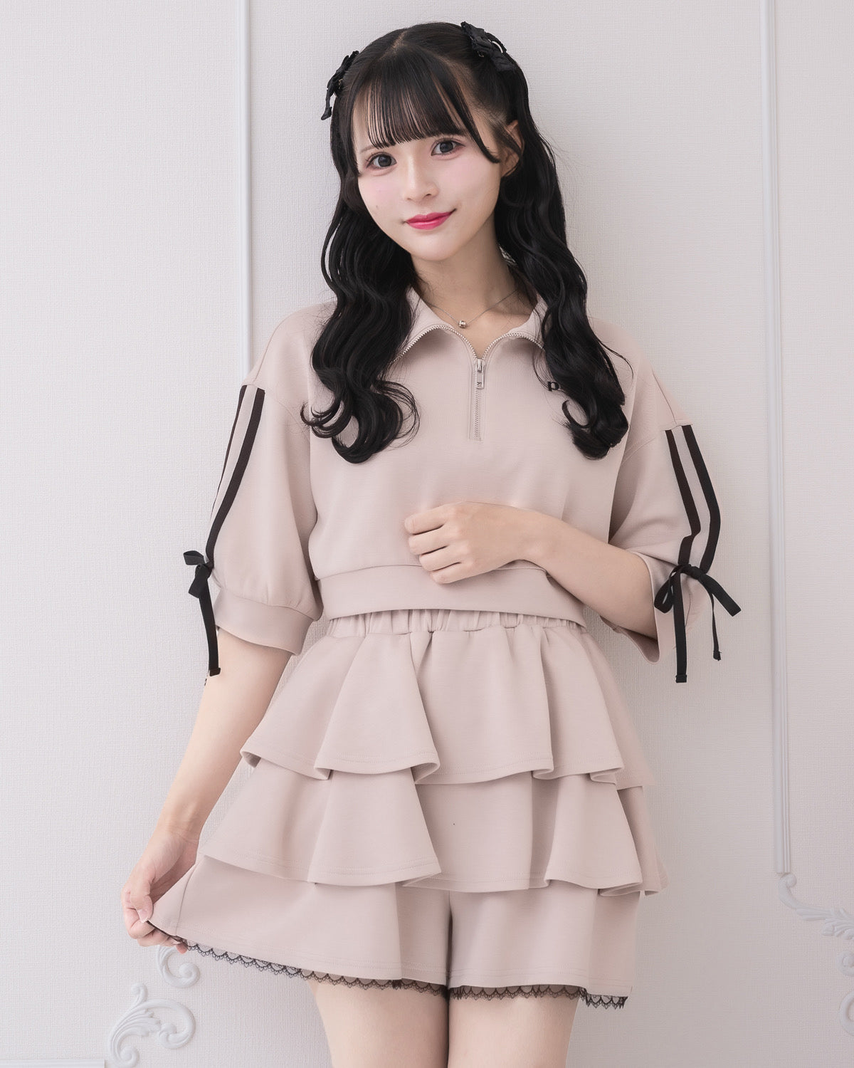 モデル身長:162cm/着用カラー:ピンク