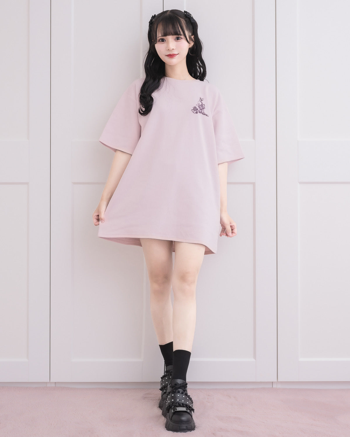 モデル身長:162cm/着用カラー:ピンク×レッド