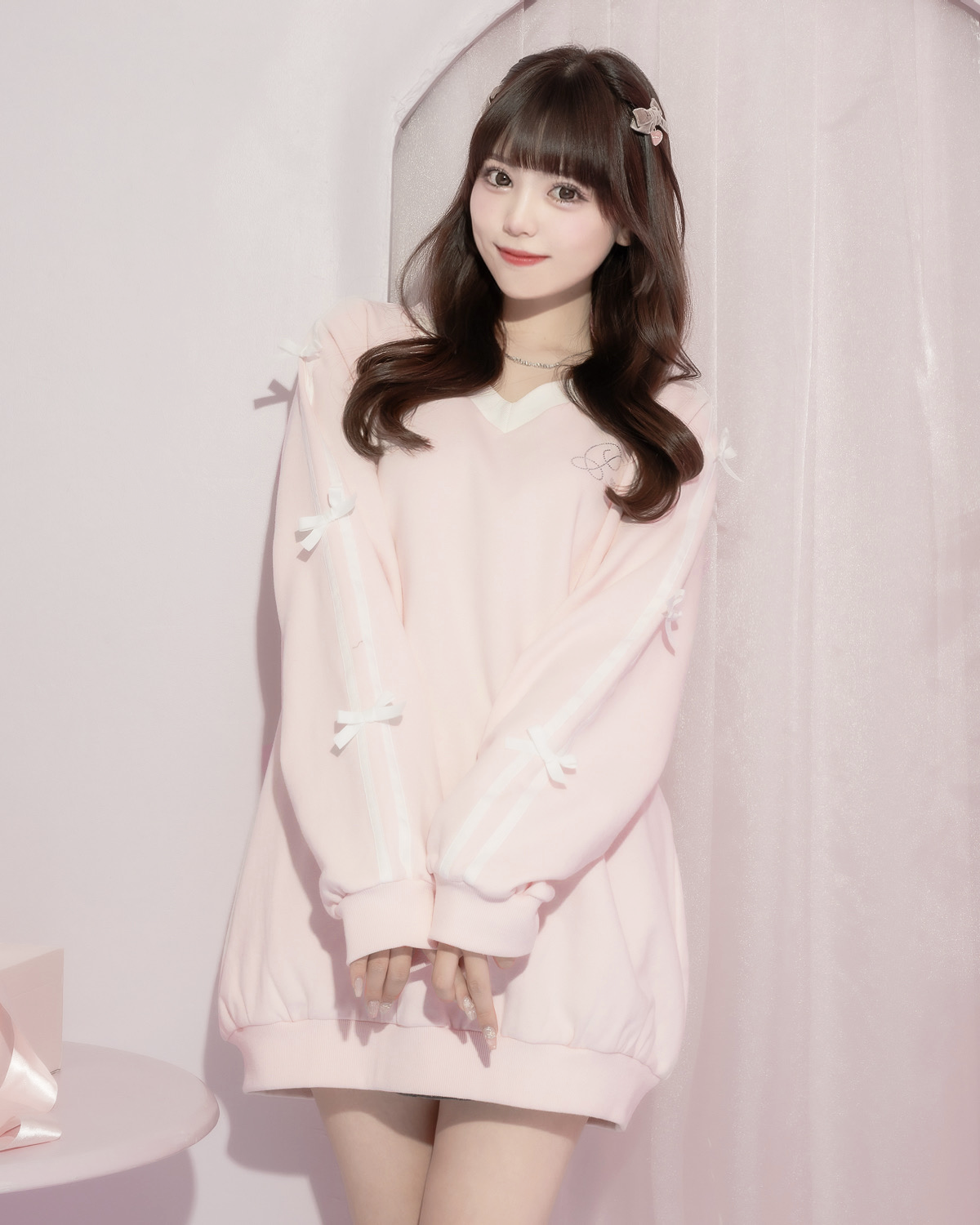 モデル身長:163cm/着用カラー:ピンク