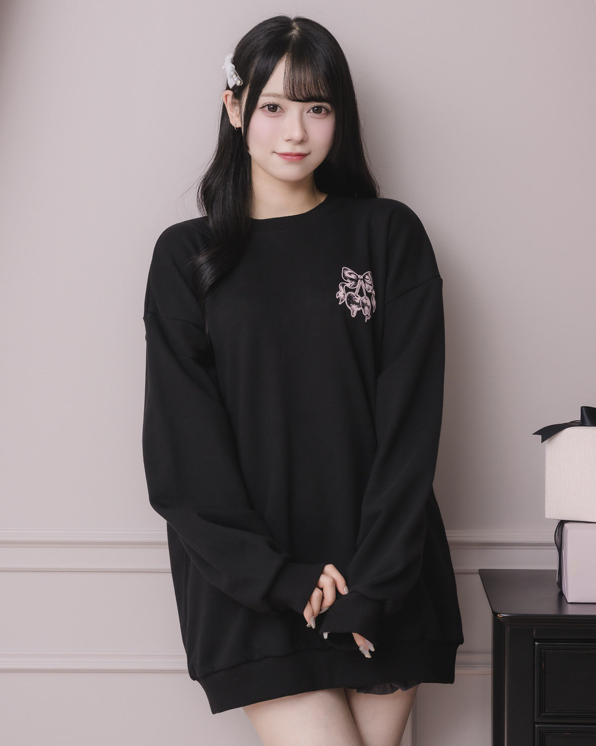 モデル身長：155cm/着用カラー:ブラック