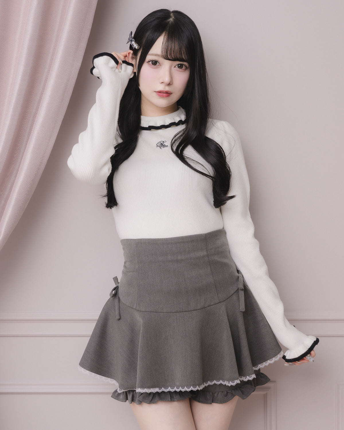 ハイウエストフレアフリルスカパン