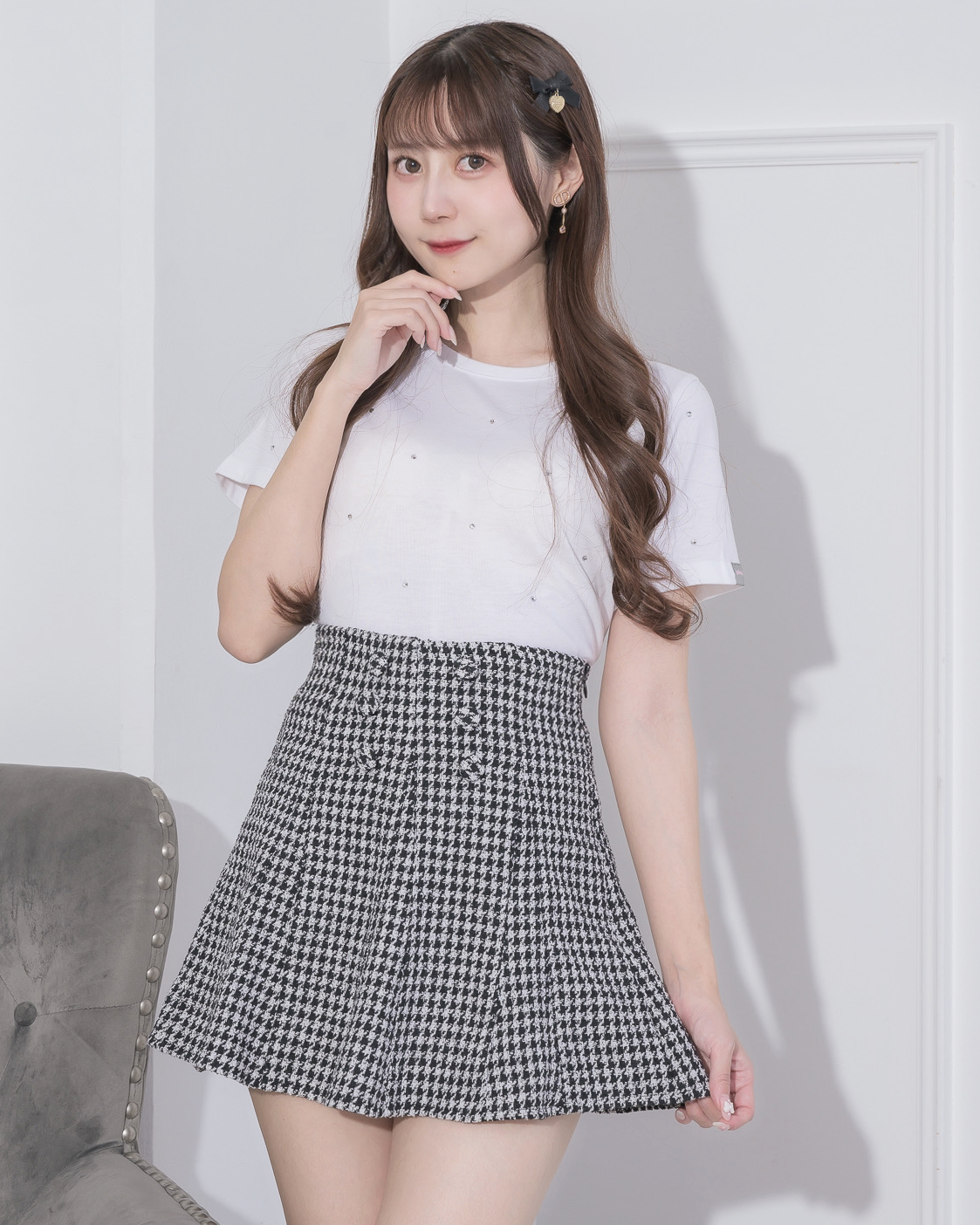 モデル身長:159cm/着用カラー:ホワイト