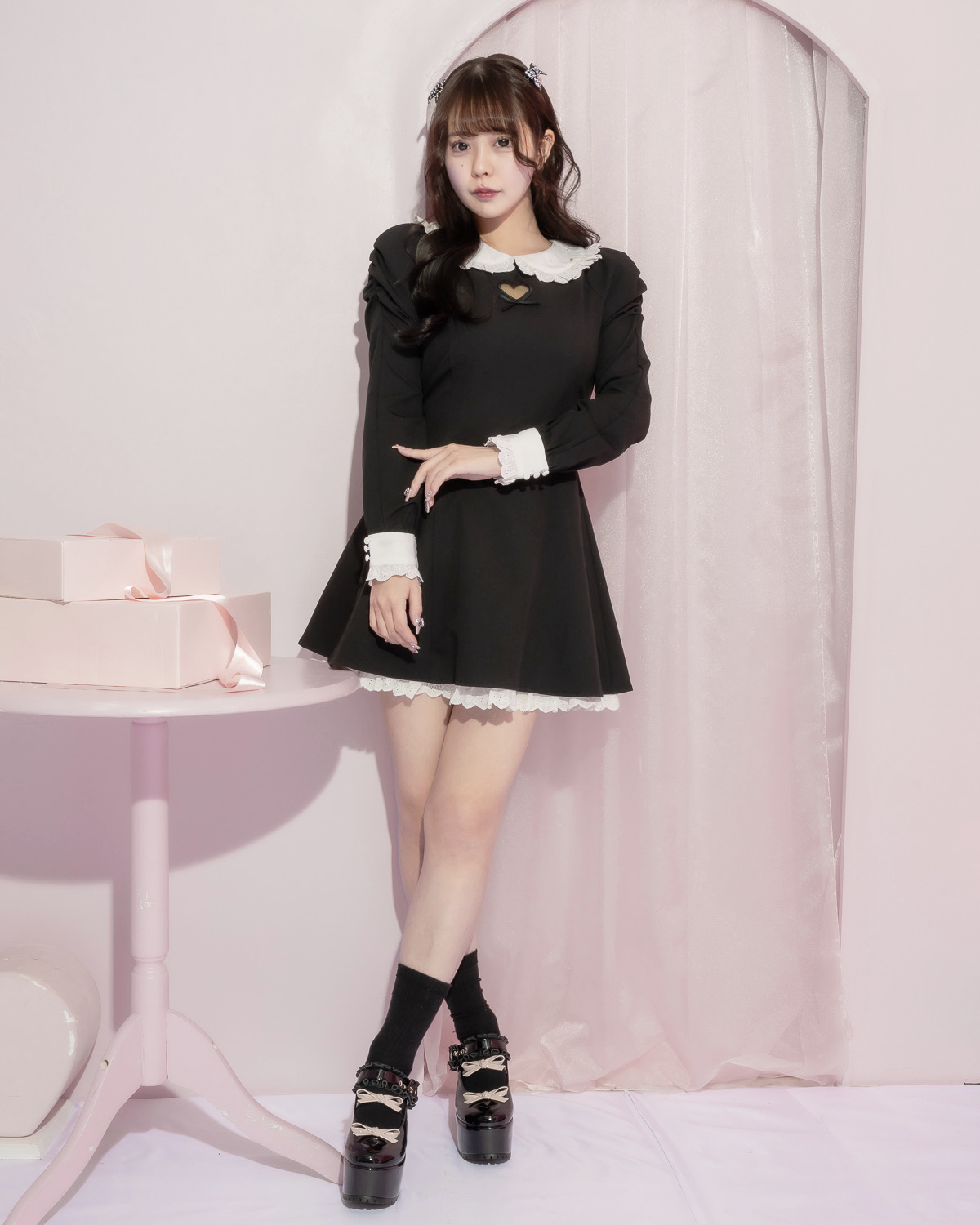 モデル身長:157cm/着用カラー:ブラック