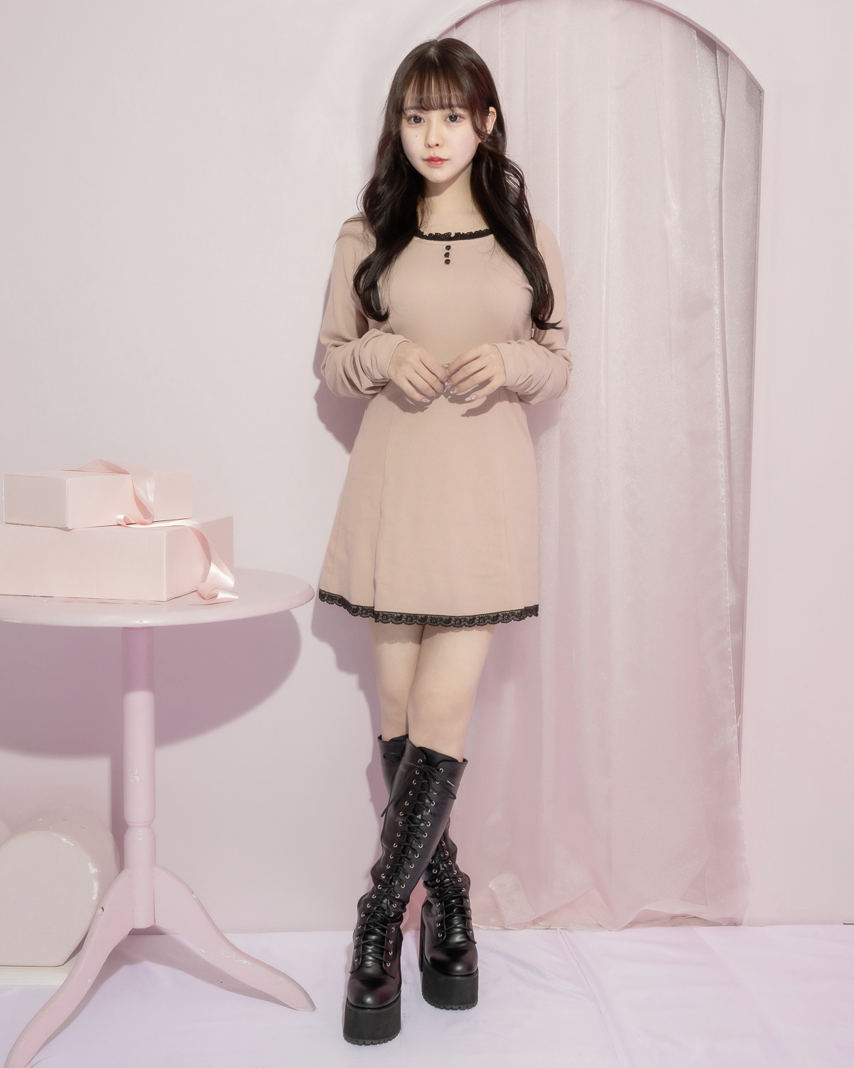 モデル身長:157cm/着用カラー:ピンク