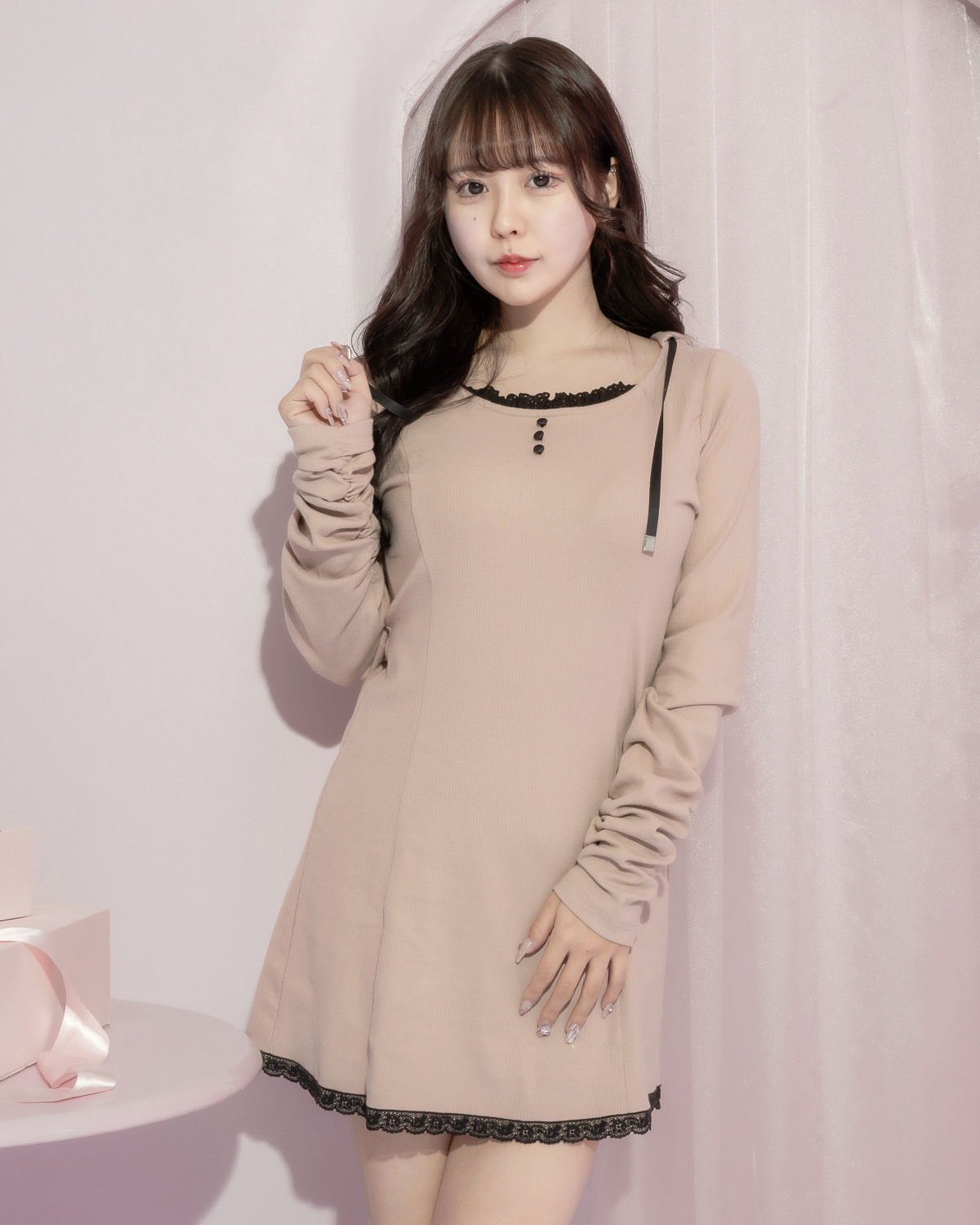 モデル身長:157cm/着用カラー:ピンク