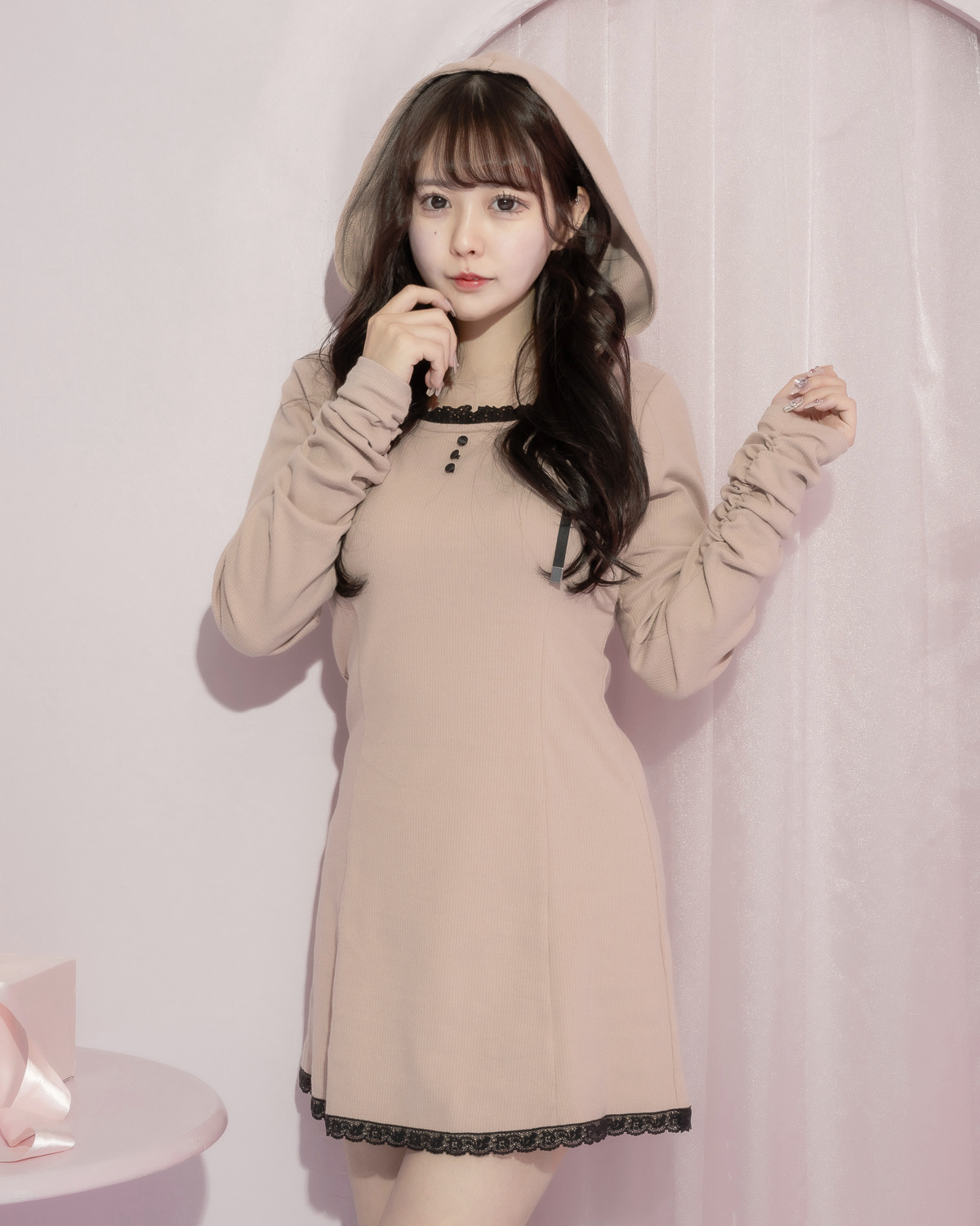 モデル身長:157cm/着用カラー:ピンク