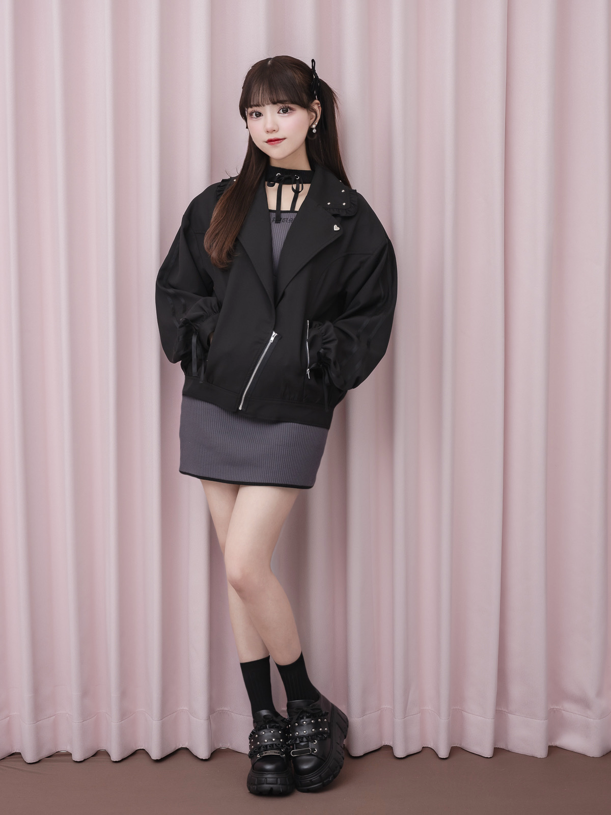 モデル身長:163cm/着用カラー:ブラック