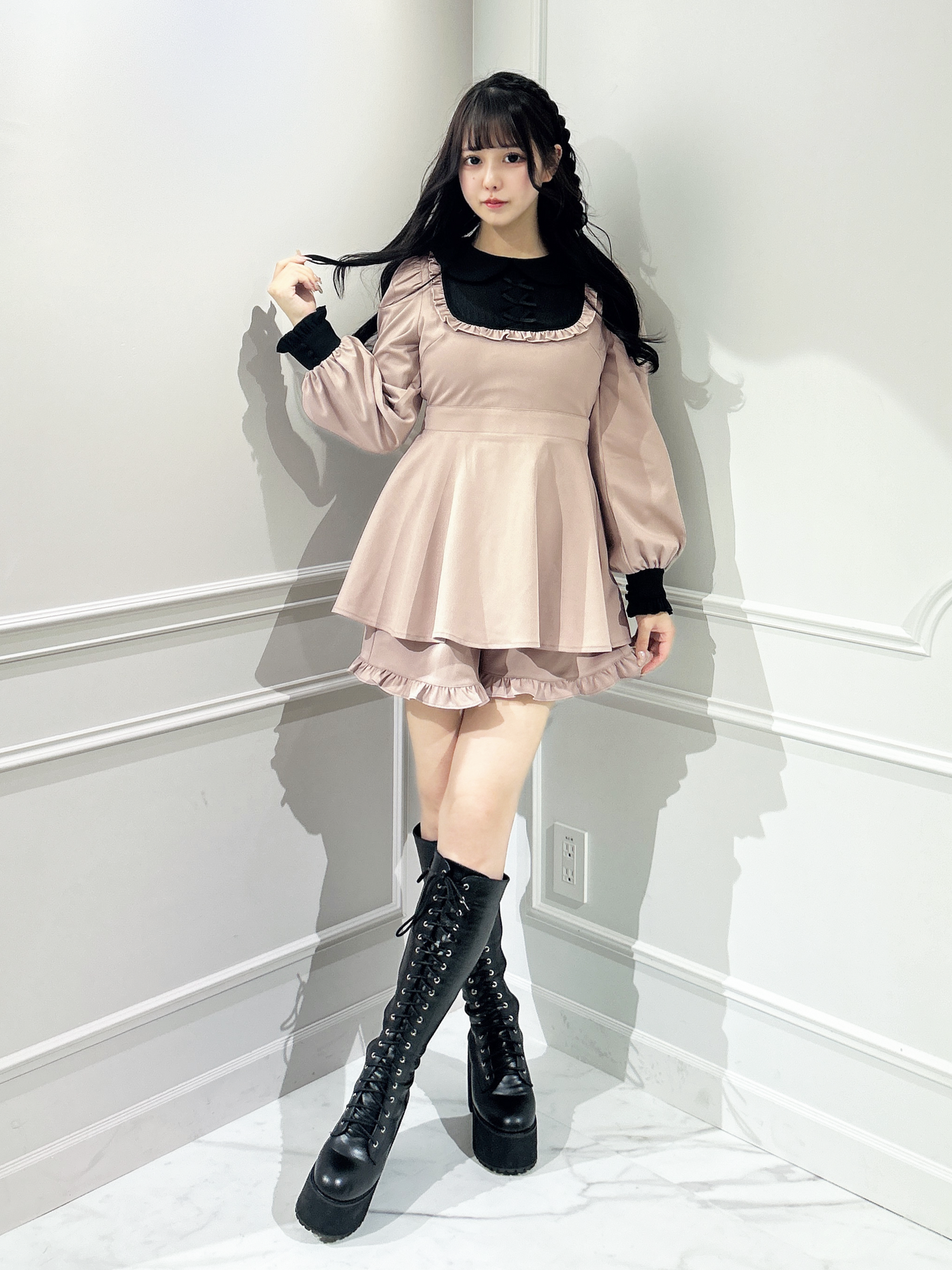 モデル身長:157cm/着用カラー:ピンク