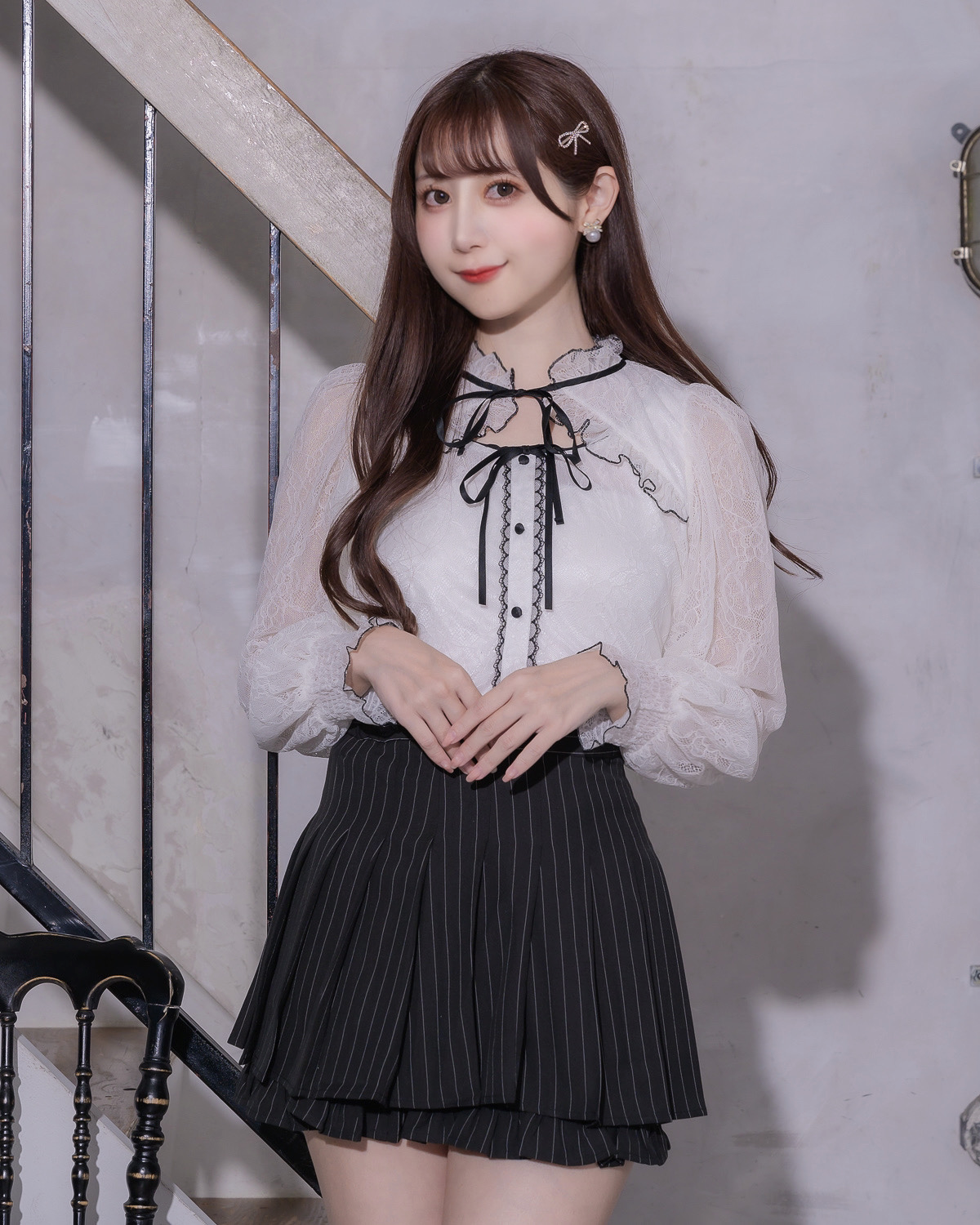 モデル身長:159cm/着用カラー:ホワイト