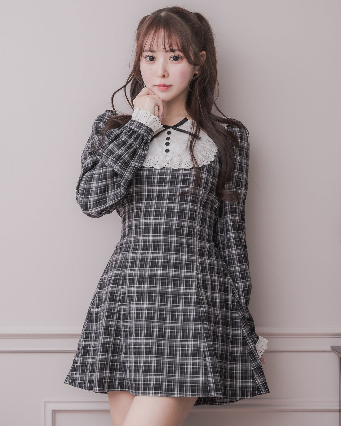 モデル身長：157cm/着用カラー:チェック