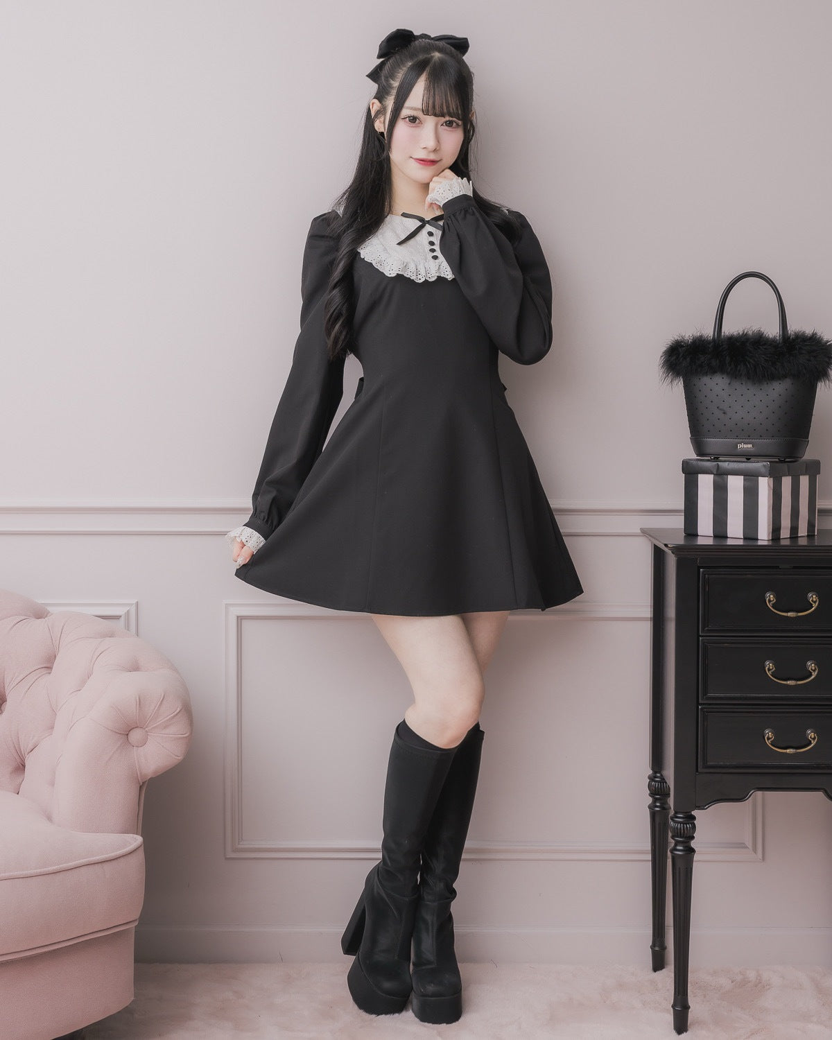 【pium】コットンレースドーリーカフェワンピ コットンレースドーリーカフェワンピ – pium