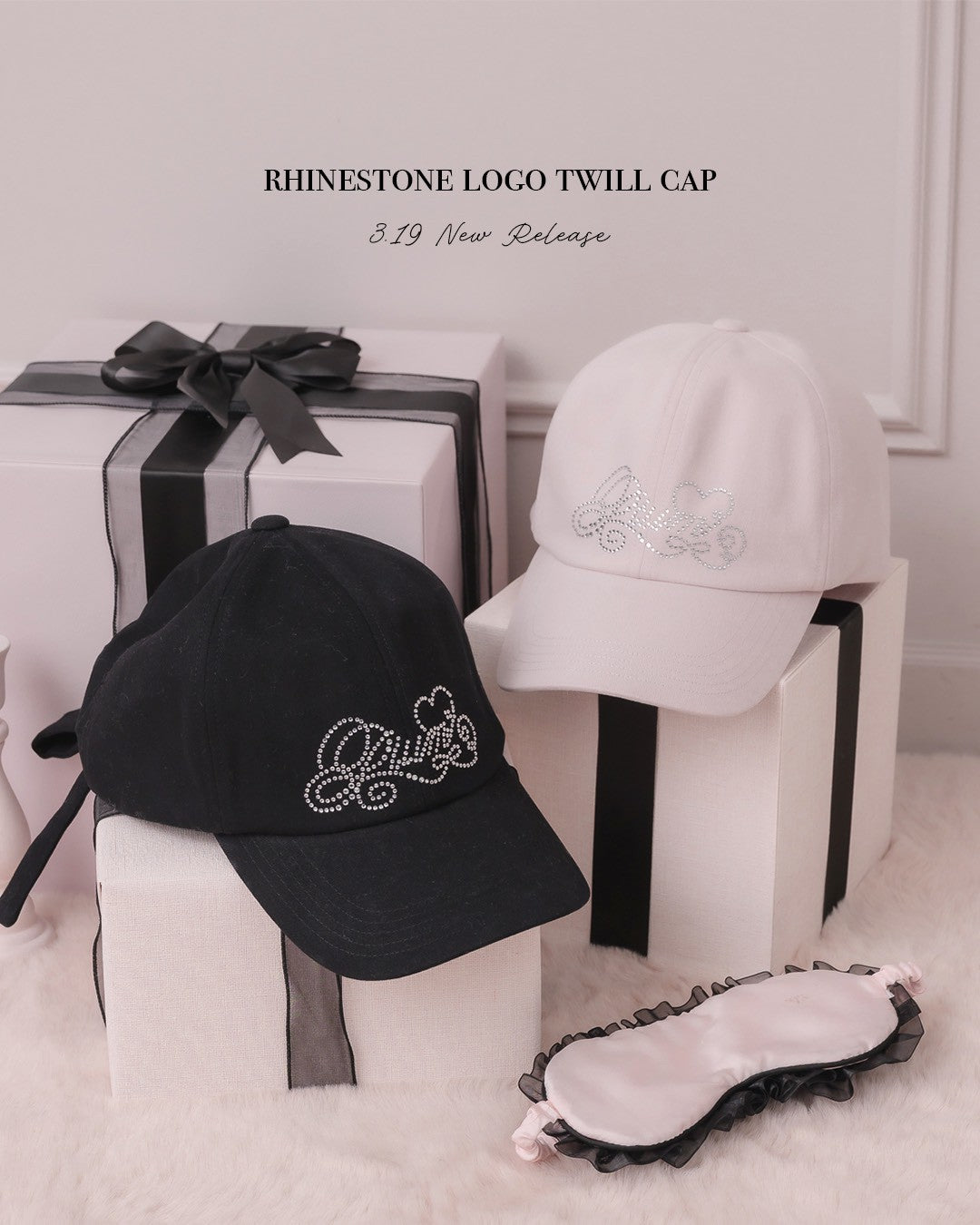 ラインストーンロゴツイルキャップ