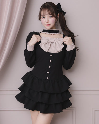 モデル身長：157cm/着用カラー:ブラック×ピンク