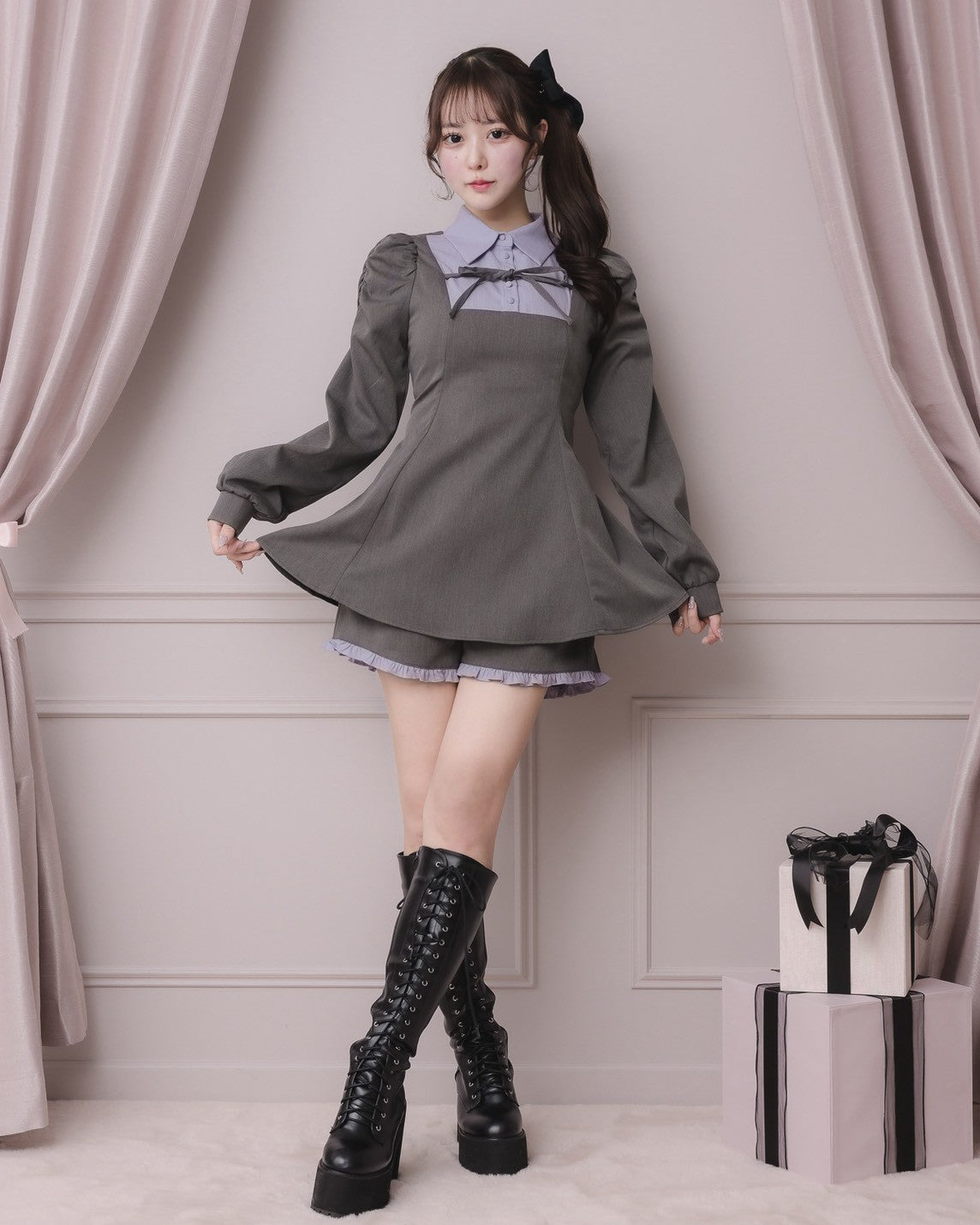 モデル身長：157cm/着用カラー:チャコール