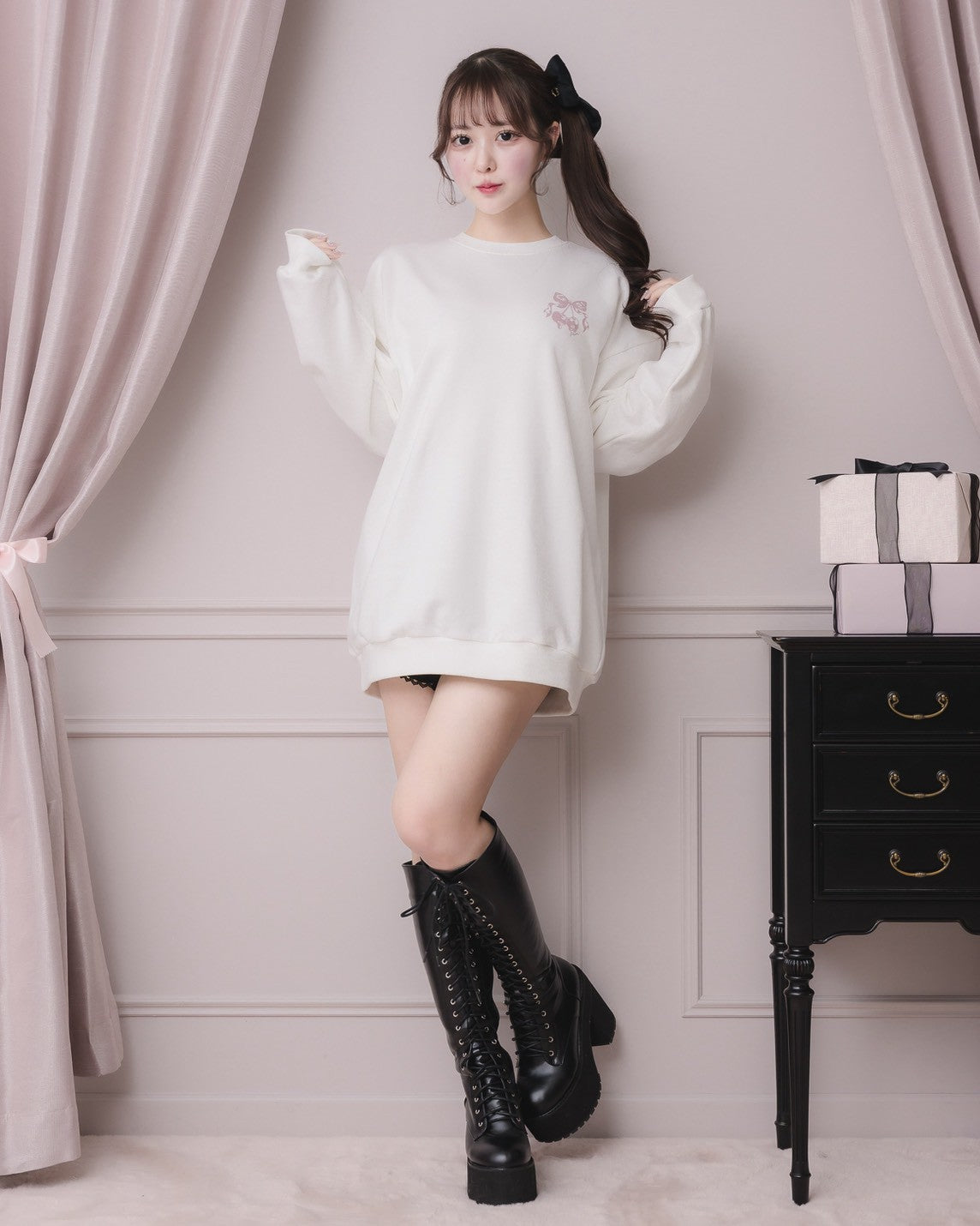 モデル身長：157cm/着用カラー:ホワイト