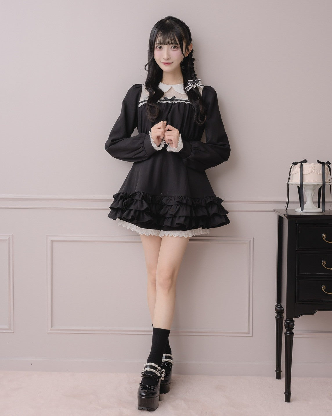 モデル身長：157cm/着用カラー:ブラック