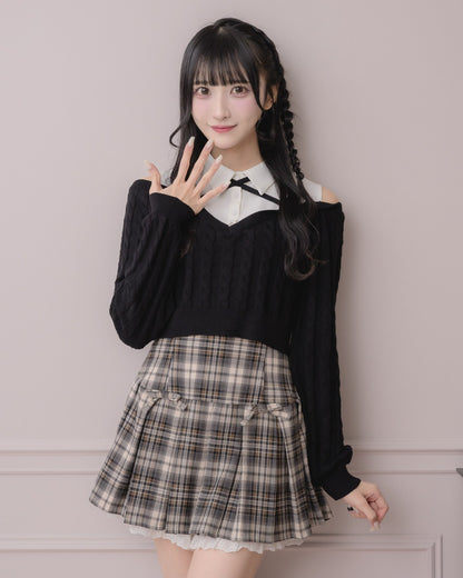 モデル身長：157cm/着用カラー:ベージュチェック