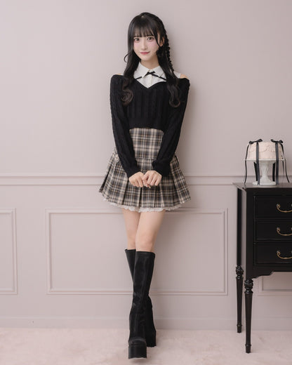 モデル身長：157cm/着用カラー:ベージュチェック