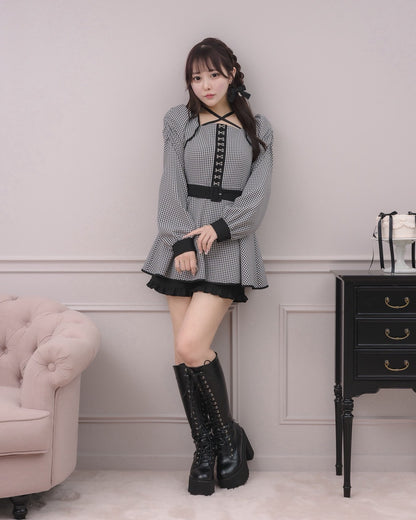 モデル身長：157cm/着用カラー:ギンガム