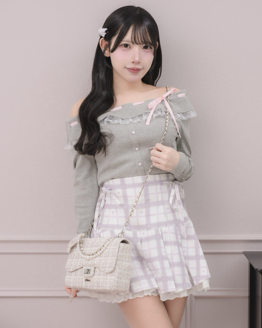 モデル身長：152m/着用カラー：グレー