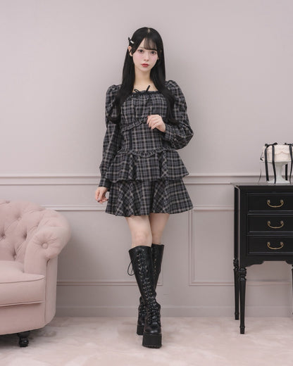 モデル身長：155m/着用カラー：ブラックチェック