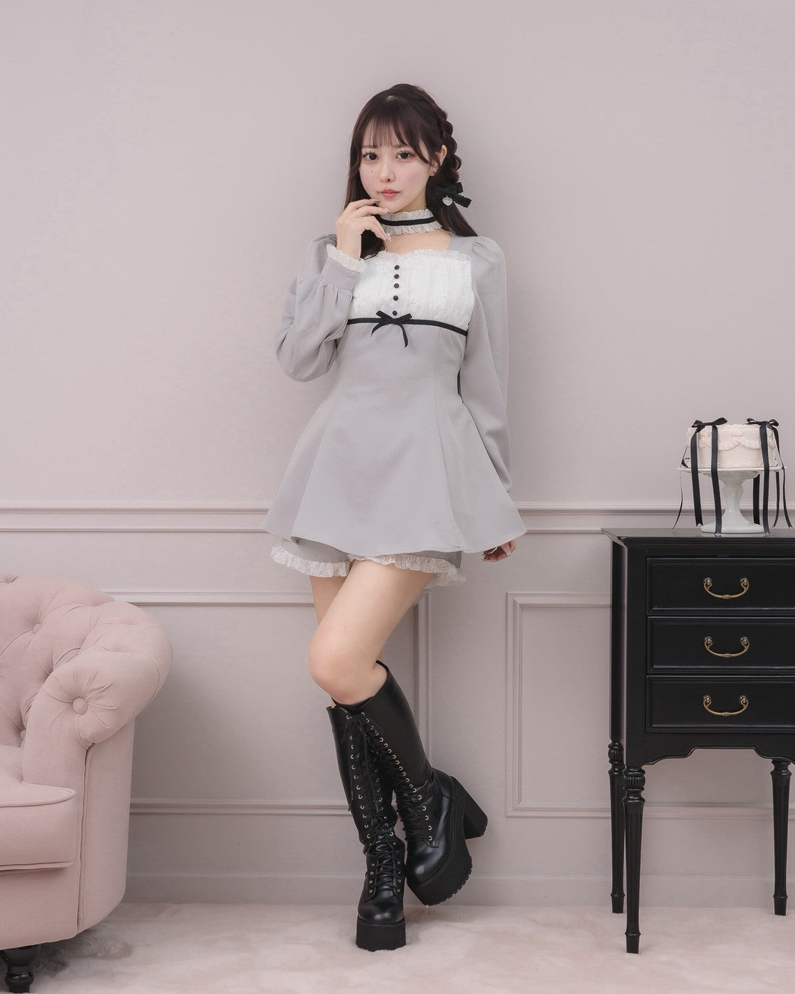 モデル身長：157cm/着用カラー:グレー