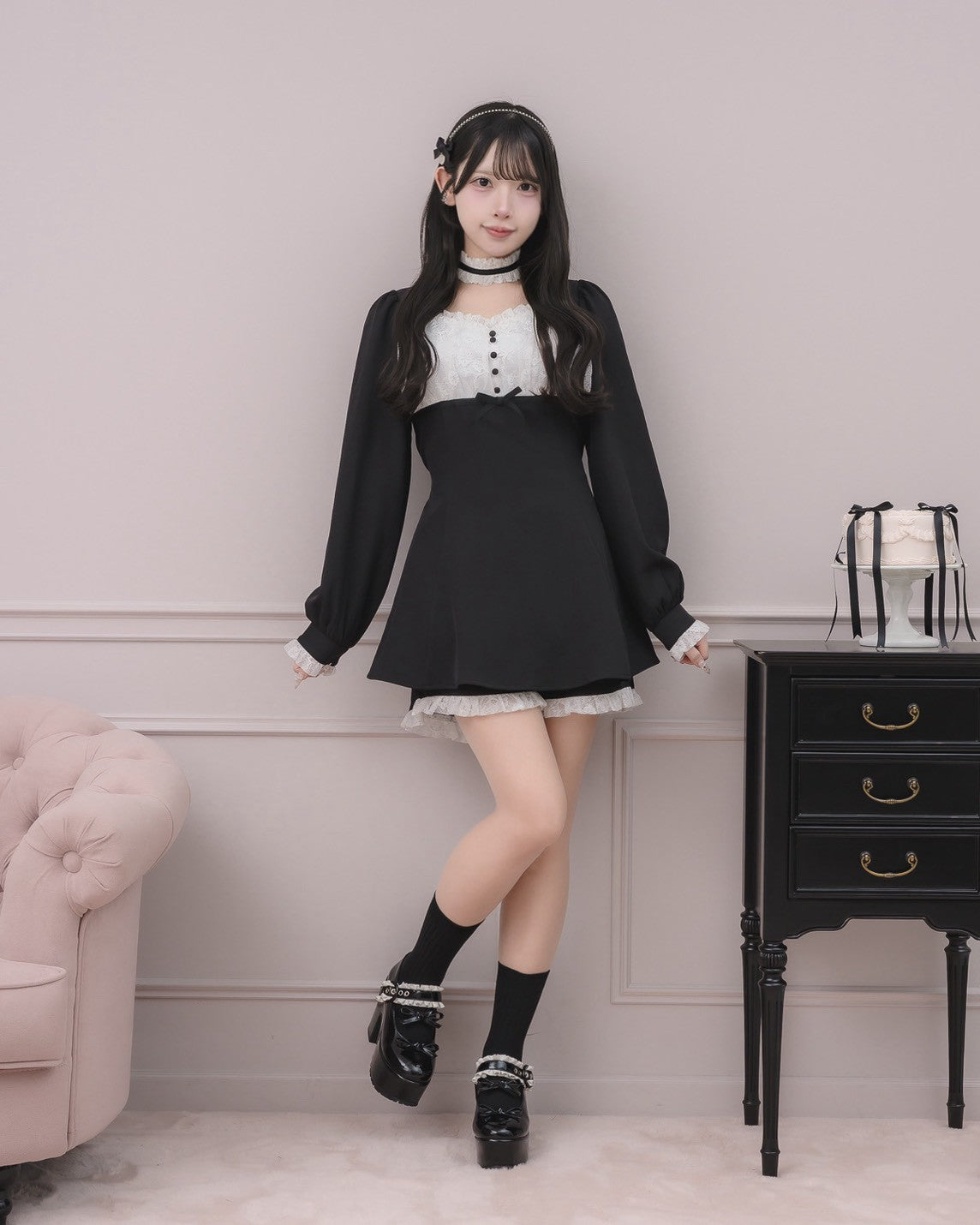 モデル身長：152cm/着用カラー:ブラック