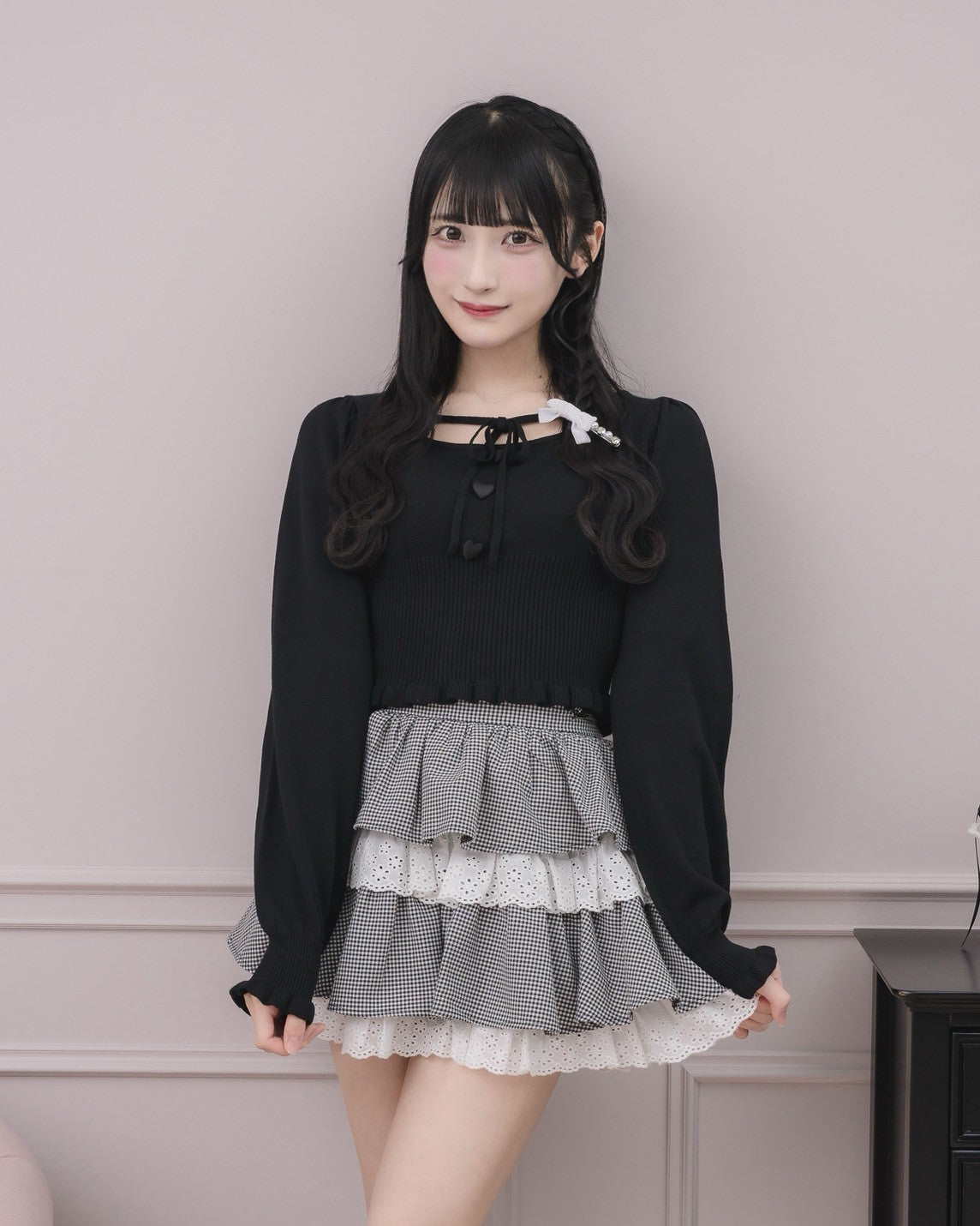 モデル身長：157cm/着用カラー:ギンガム