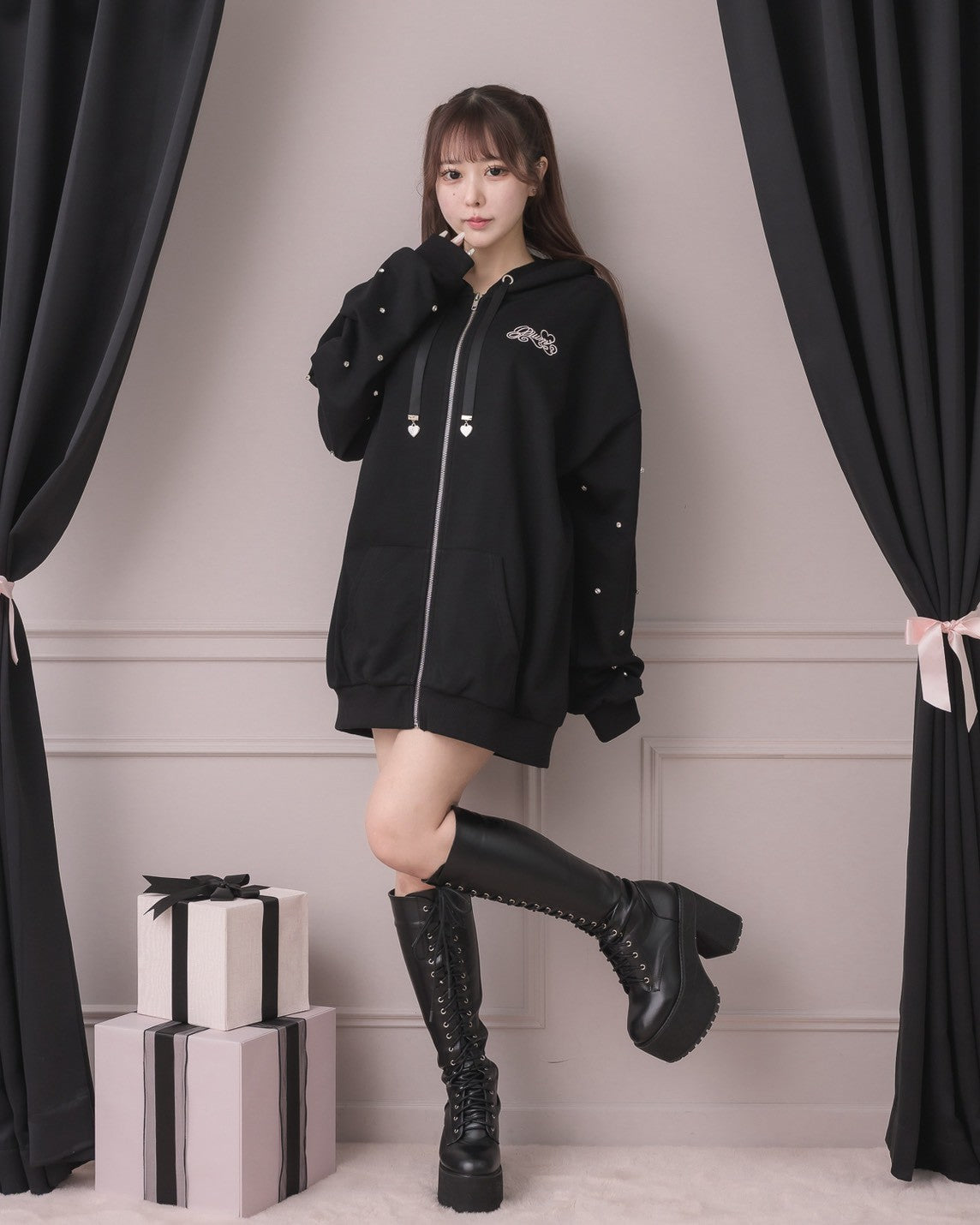 モデル身長：157cm/着用カラー:ブラック