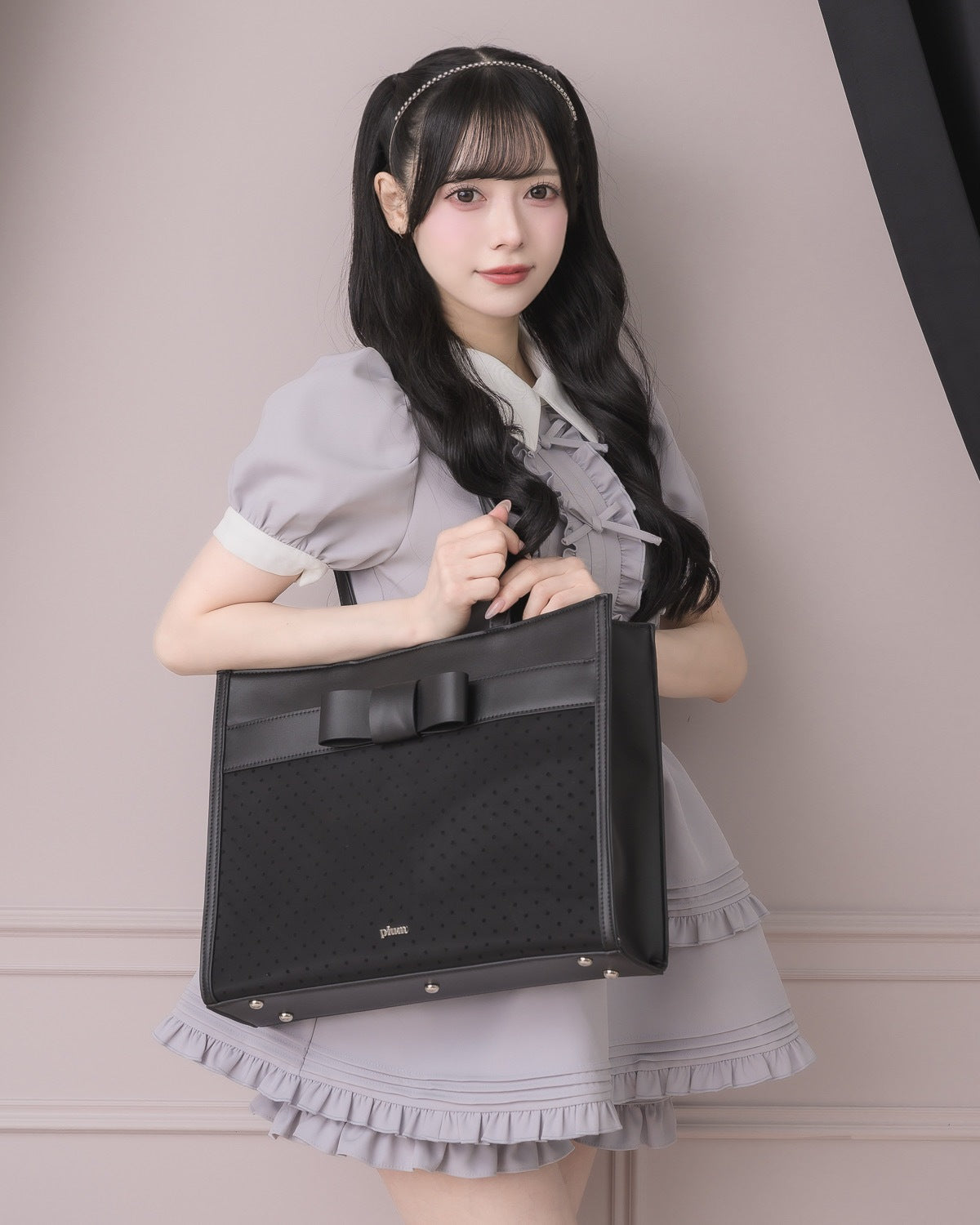 。❤︎ pium ピウム ドットチュールリボン2wayバッグ ブラック ドットチュールリボン2wayバッグ – pium