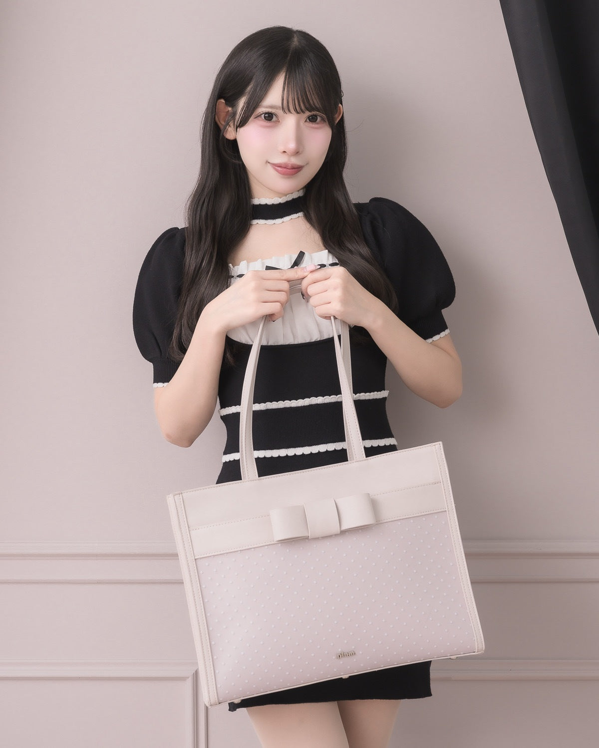 フロントリボンドットチュールトートバッグ – pium
